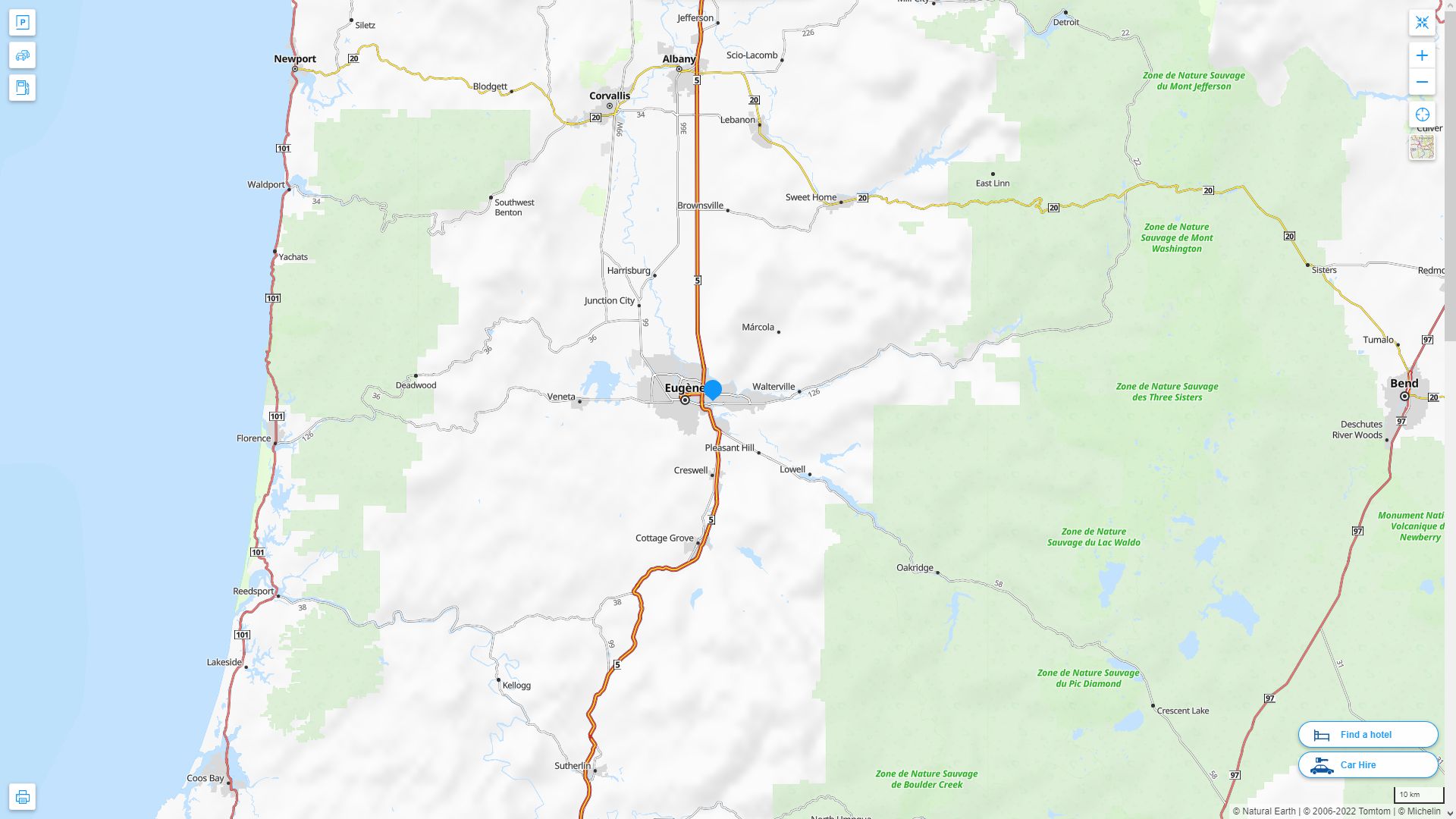 Springfield Oregon Highway and Road Map